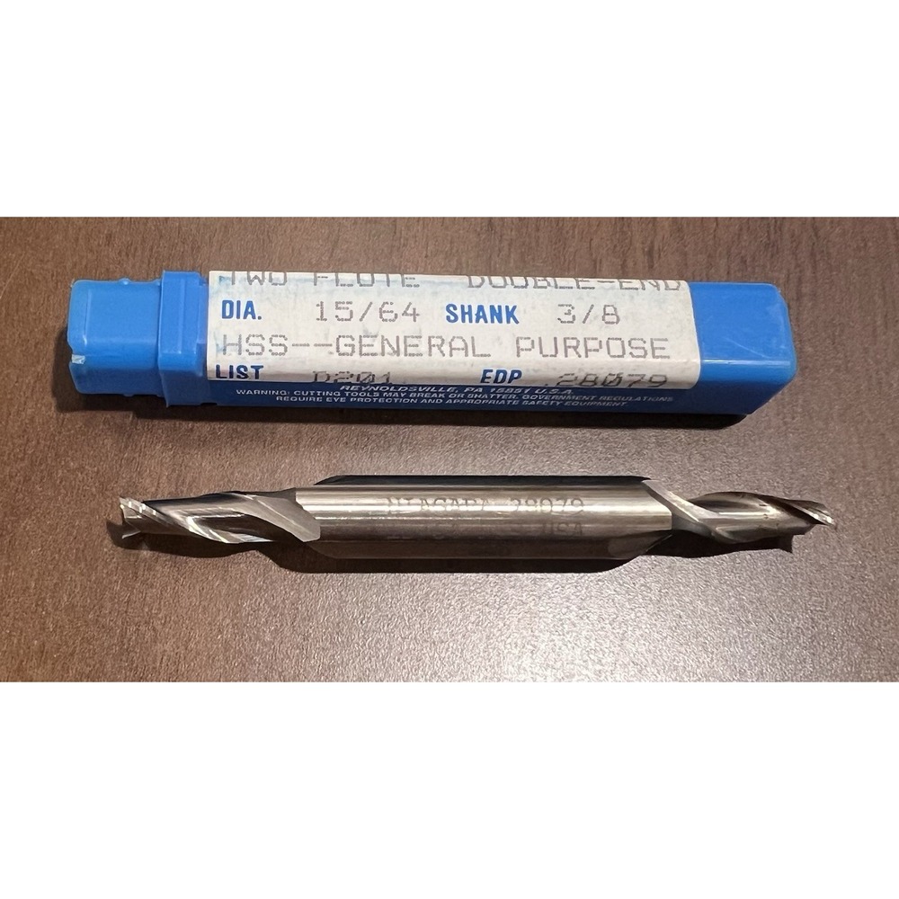 NEW NIAGARA CUTTER 15/64" DIAMETER 3/8" SHANK TWO FLUTE DOUBLE-END #28079‎